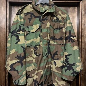 Army military issued woodland camp large long winter heavy Men's Jacket